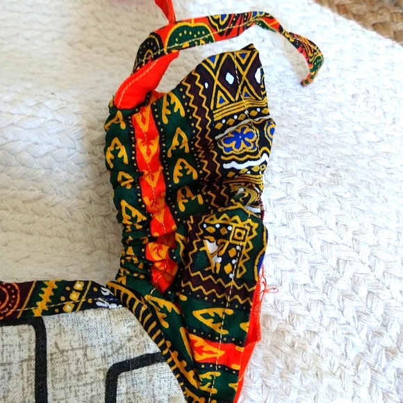 Handmade African Bright Orange & Blue Printed Zebra Dress - Picture 5 of 8